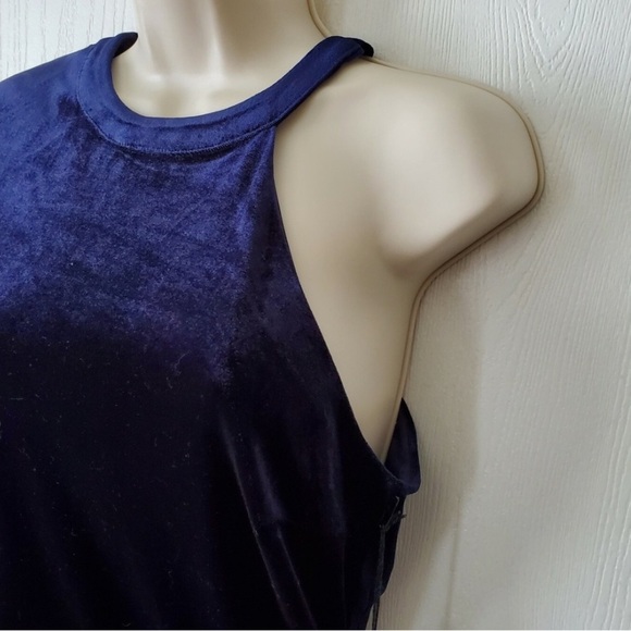 ASTR The Label Blue Velvet One Shoulder Dress Size M - Picture 5 of 10